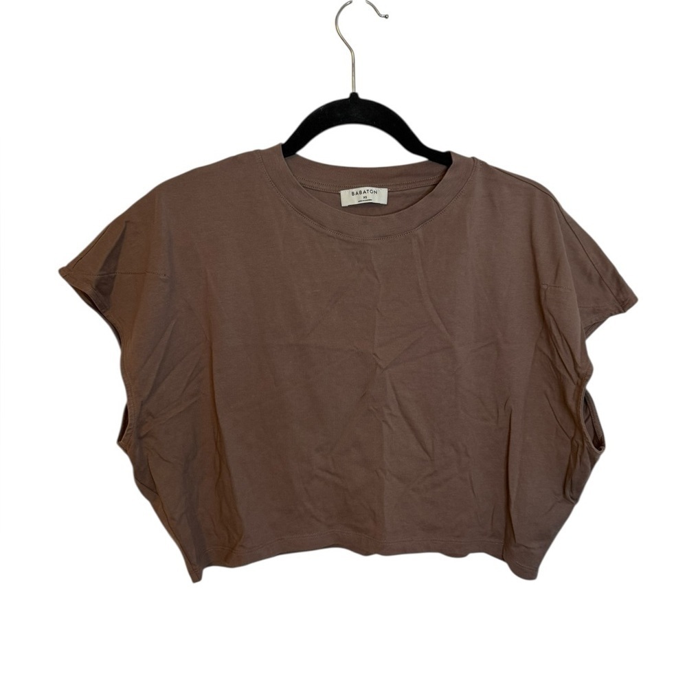 Babaton Brown Cotton Cap Sleeve Boxy Tee